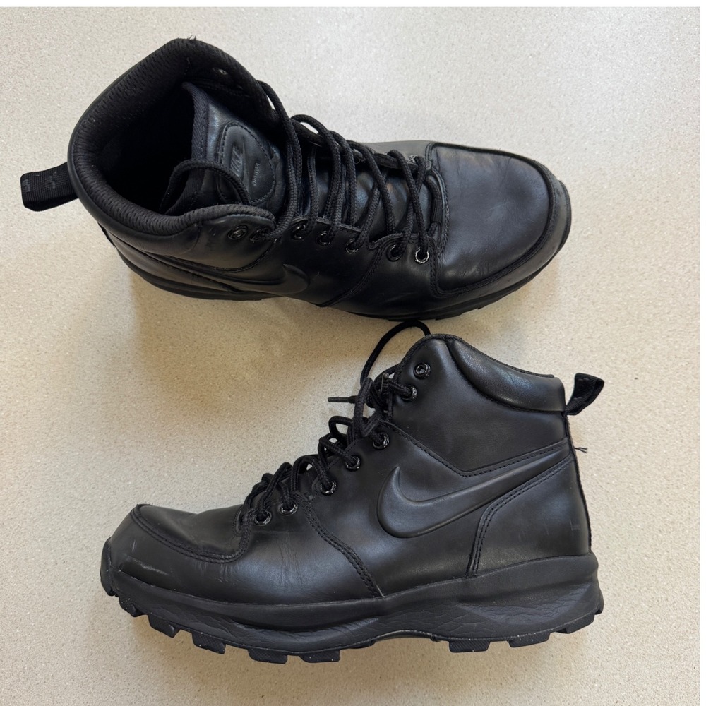 Nike Manoa Leather Boots Black Mens 8 Hiking Work Shoes 454350-003